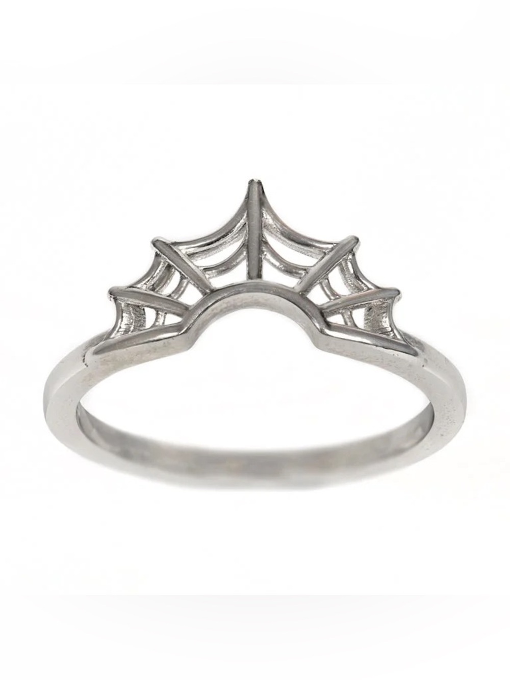 Margaret Cross Silver Arched Web Ring